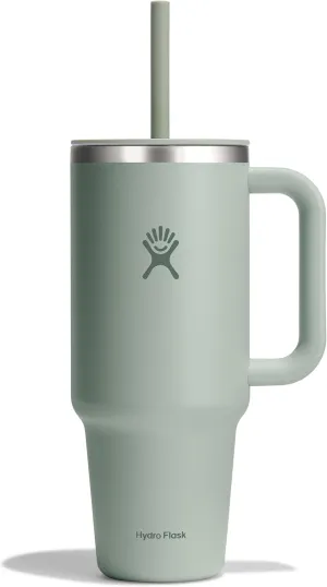 Hydro Flask 40 Oz Travel Tumbler with Handle, Lid and Straw - Insulated Stainless Steel in 40 Oz Agave Green