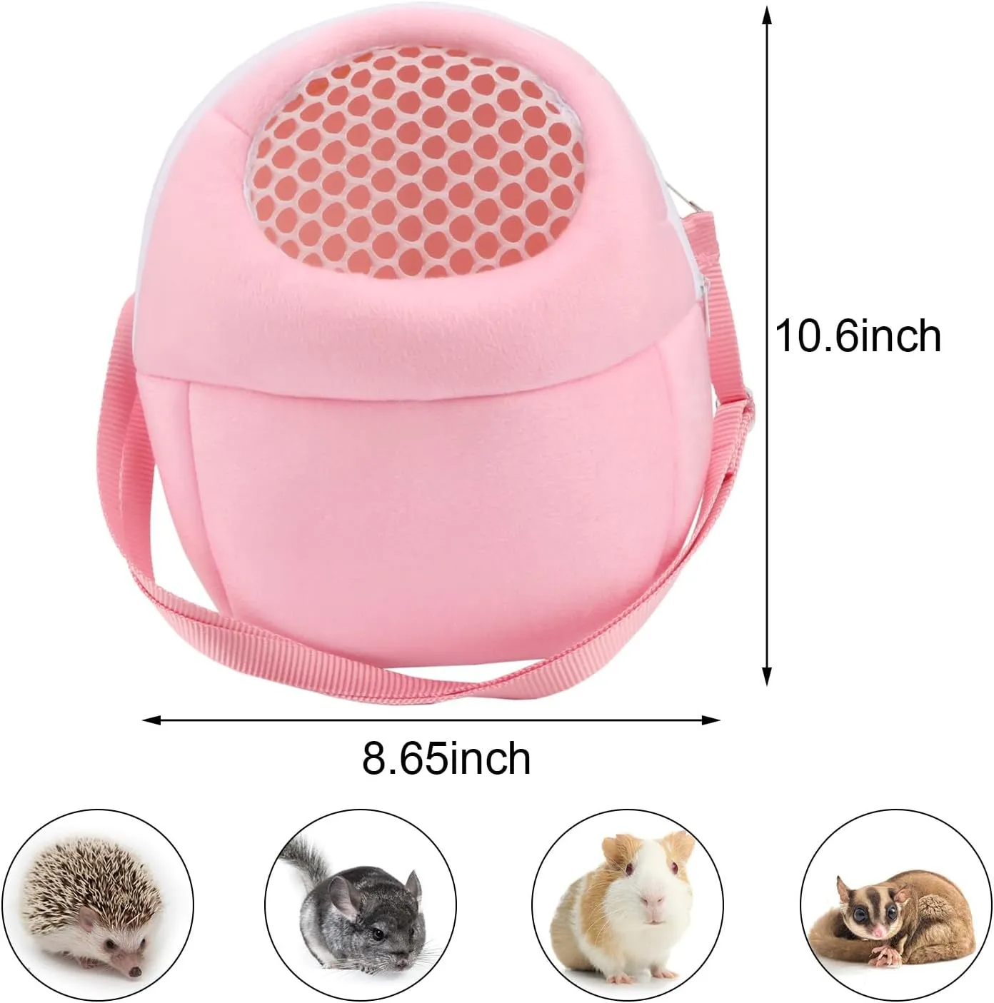 Hypeety Pet Carrier Bag Pet Sling Carrier Backpack Portable Travel Backpack Breathable Outgoing Bag bonding Pouch for Small Pets Hedgehog Hamsters Sugar Glider Chinchilla Guinea Pig (Pink)