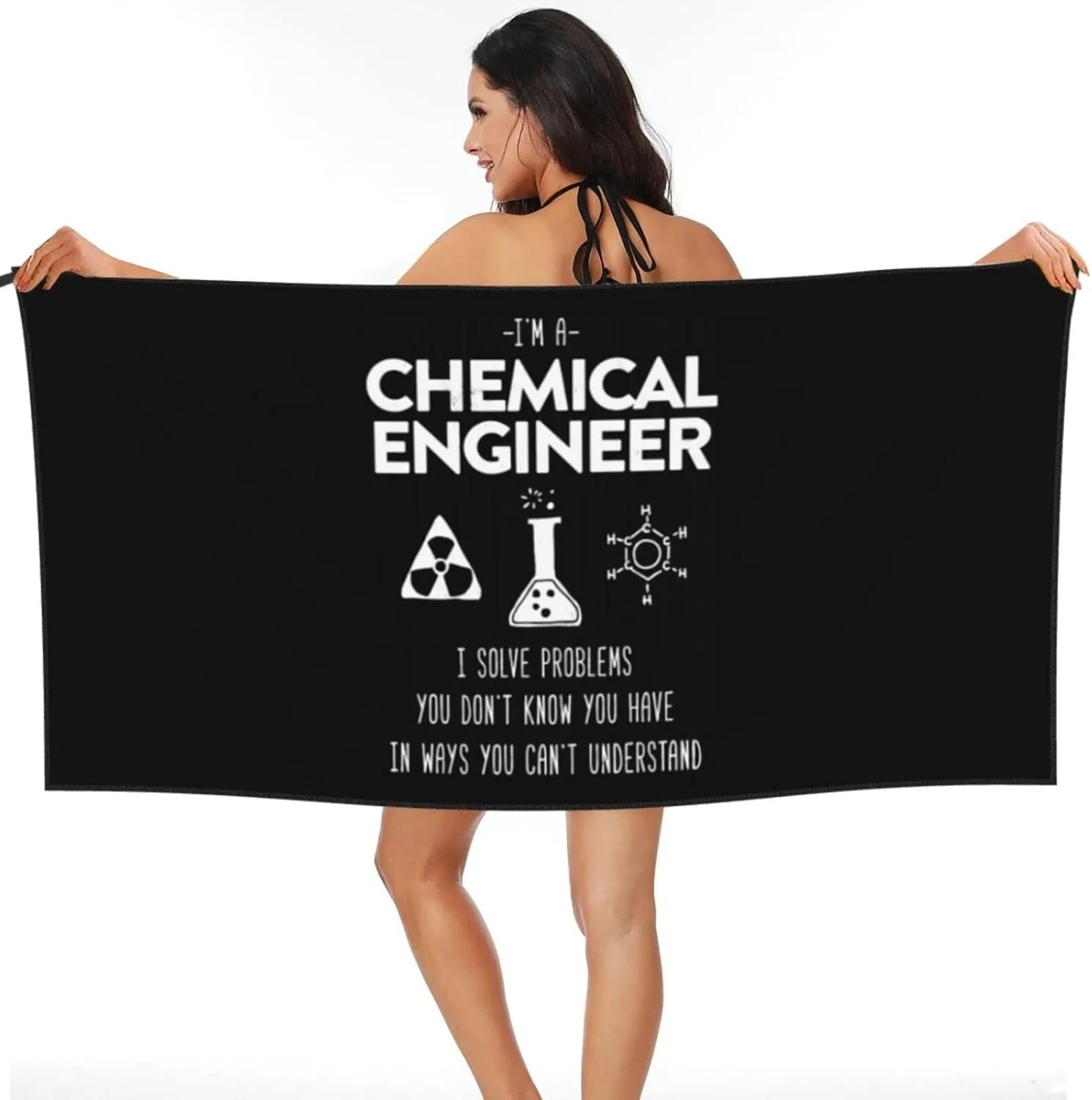 I'm Chemical Engineer Beach Towel with Travel Bag 27.5"x55" Quick Dry Sand Free Lightweight Large Oversized Towels Light Vacation Essentials