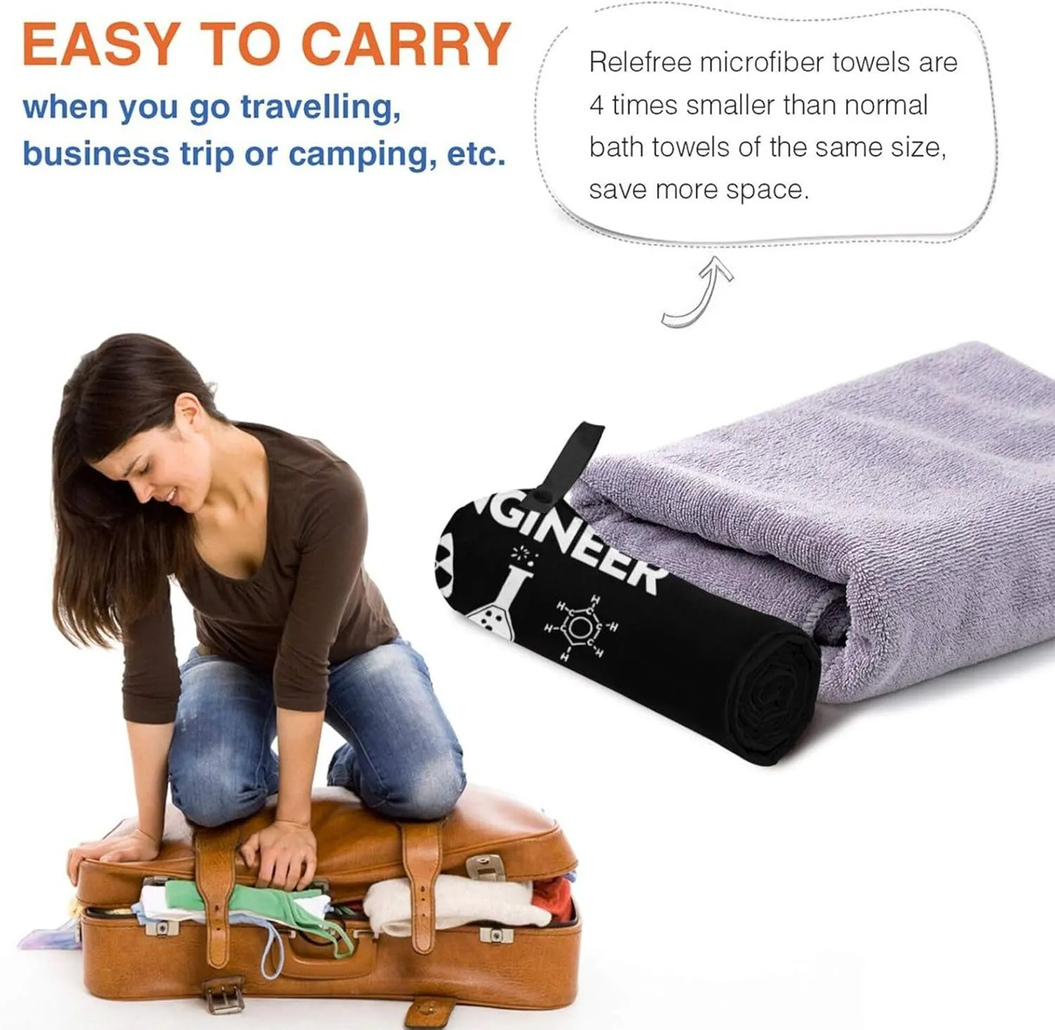 I'm Chemical Engineer Beach Towel with Travel Bag 27.5"x55" Quick Dry Sand Free Lightweight Large Oversized Towels Light Vacation Essentials