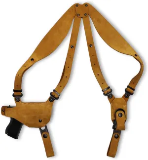 (Improved) Premium Suede Leather Shoulder Holster with Single Mag Carrier Fits Standard Sigg P365 with Out Rail 9mm Micro Compact 3.1''BBL, Right-Hand Draw, Brown Color #1329#