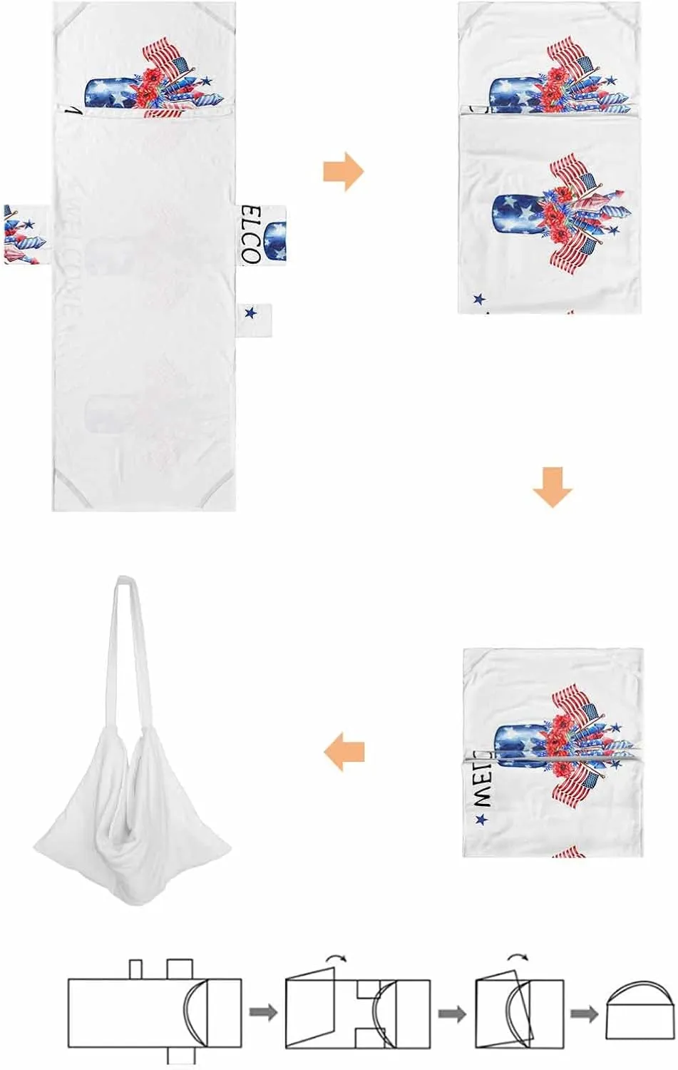 Independence Jar with Floral Flag Poppies Chaise Lounge Cover - Beach Chair Towel, Blue Firework Pool Lounger Chair Covers with Side Pocket, Towels Cover for Sunbathing Patio Hotel, 85 x 29 in