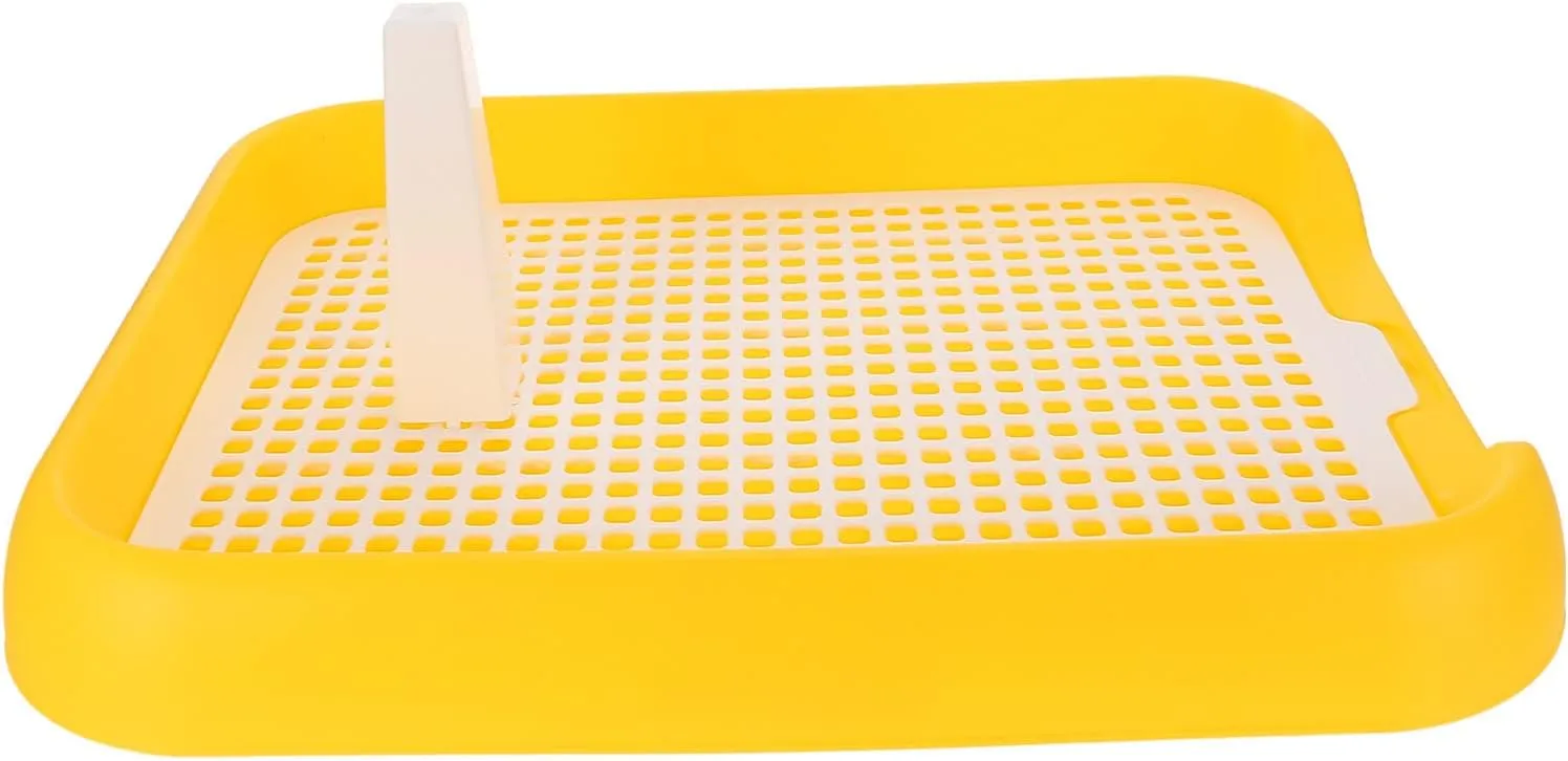 Indoor Dog Potty Tray - Mesh Dog Training Toilet Plastic Potty Tray Puppy Toilet -Slide Dog Toilet - Mesh Training Tray(Yellow)