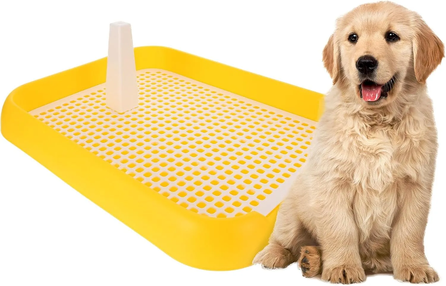 Indoor Dog Potty Tray - Mesh Dog Training Toilet Plastic Potty Tray Puppy Toilet -Slide Dog Toilet - Mesh Training Tray(Yellow)