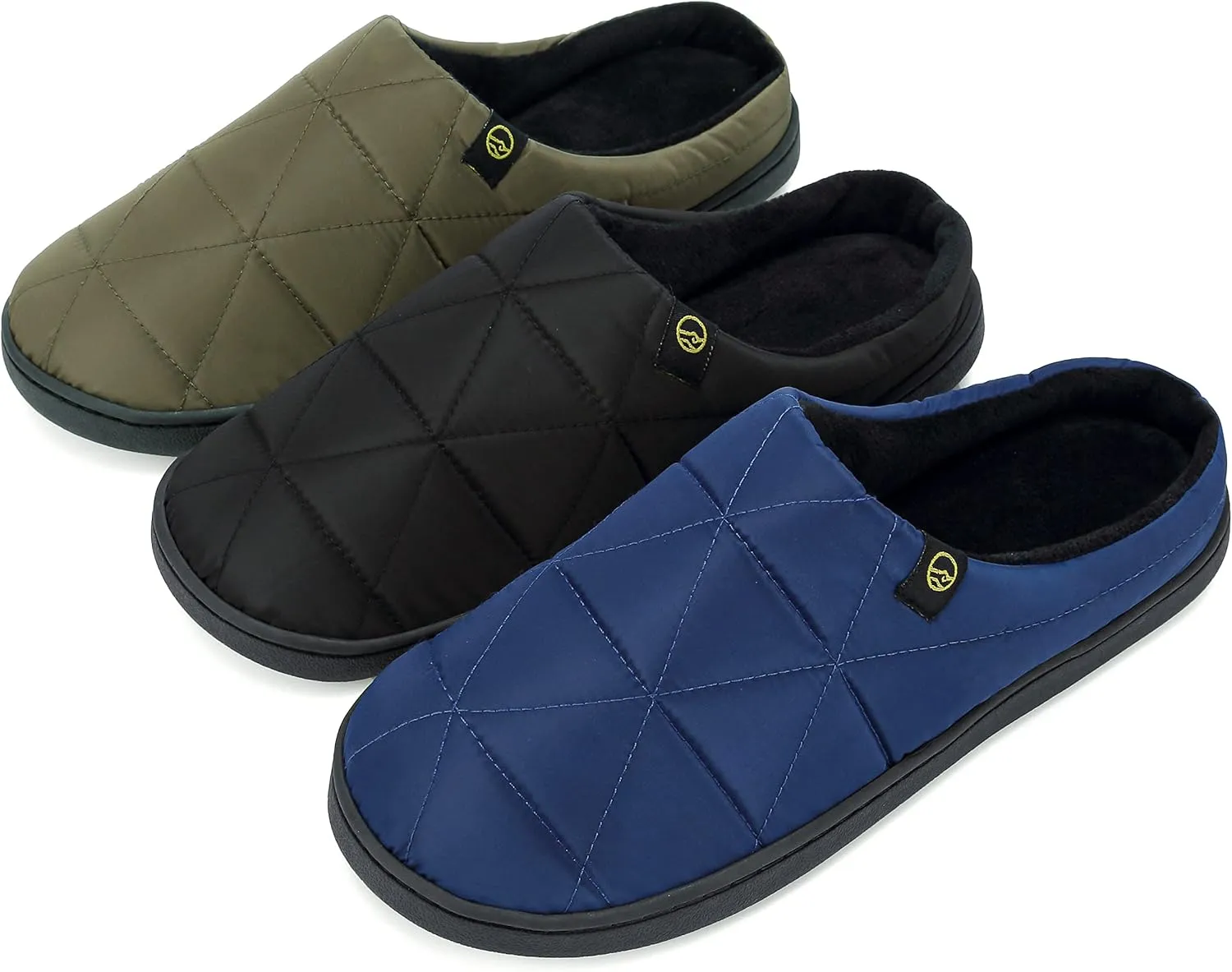 Indoor Memory Foam Slippers Mens Fleece Lined Comfortable House Shoes for Men Closed Toe Waterproof Non-Slip Winter Warm Slippers