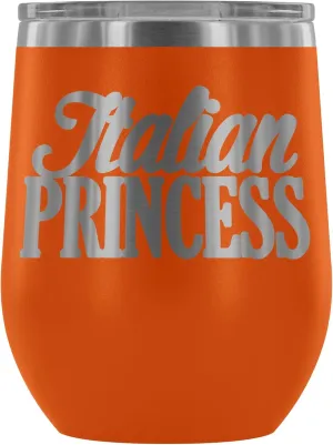 Insulated Wine Tumbler with Lid – Italian Princess - 12 oz Stemless Stainless Steel Wine Glass – Double Wall Vacuum Insulated Travel Cup for Wine, Coffee, Cocktails – Lightweight & BPA Free