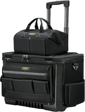 Integrated Roller Tool Bag - Large Portable, Waterproof Rolling Tool Bag with Wheels and Zipper Pocket