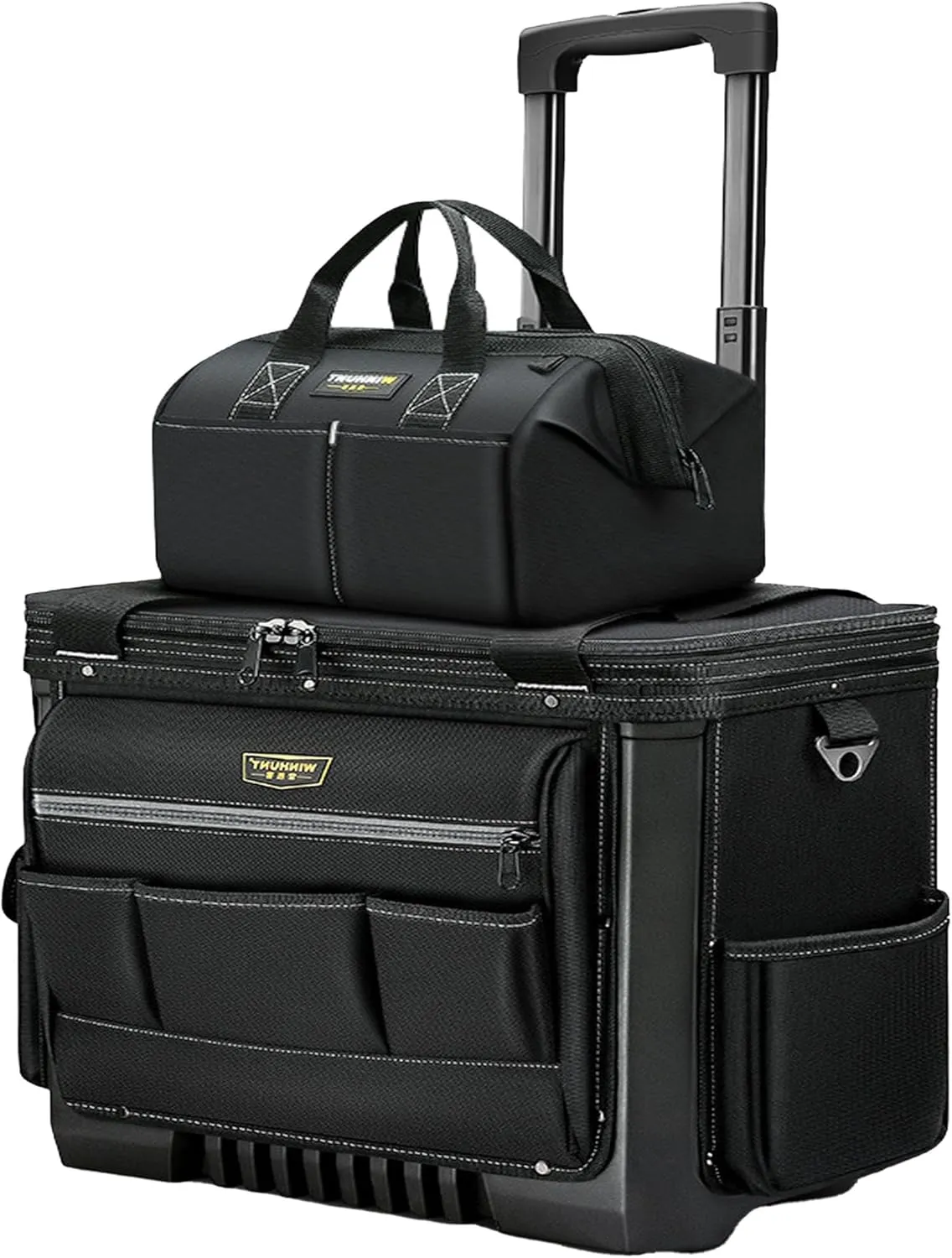 Integrated Roller Tool Bag - Large Portable, Waterproof Rolling Tool Bag with Wheels and Zipper Pocket