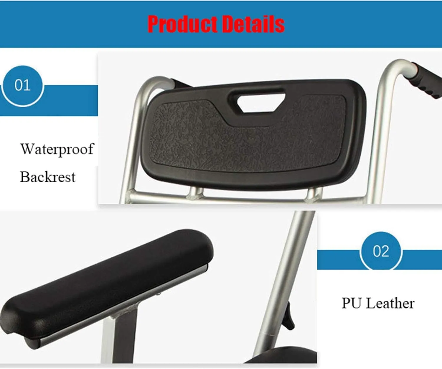IOCCIOBB Mobile Wheeled Commode Chair Toilet Chair with Padded Seat,WC Chair or Toilet Chair for The Disabled, Handicapped, Seniors Easy Side Transfer (Color : Black1)