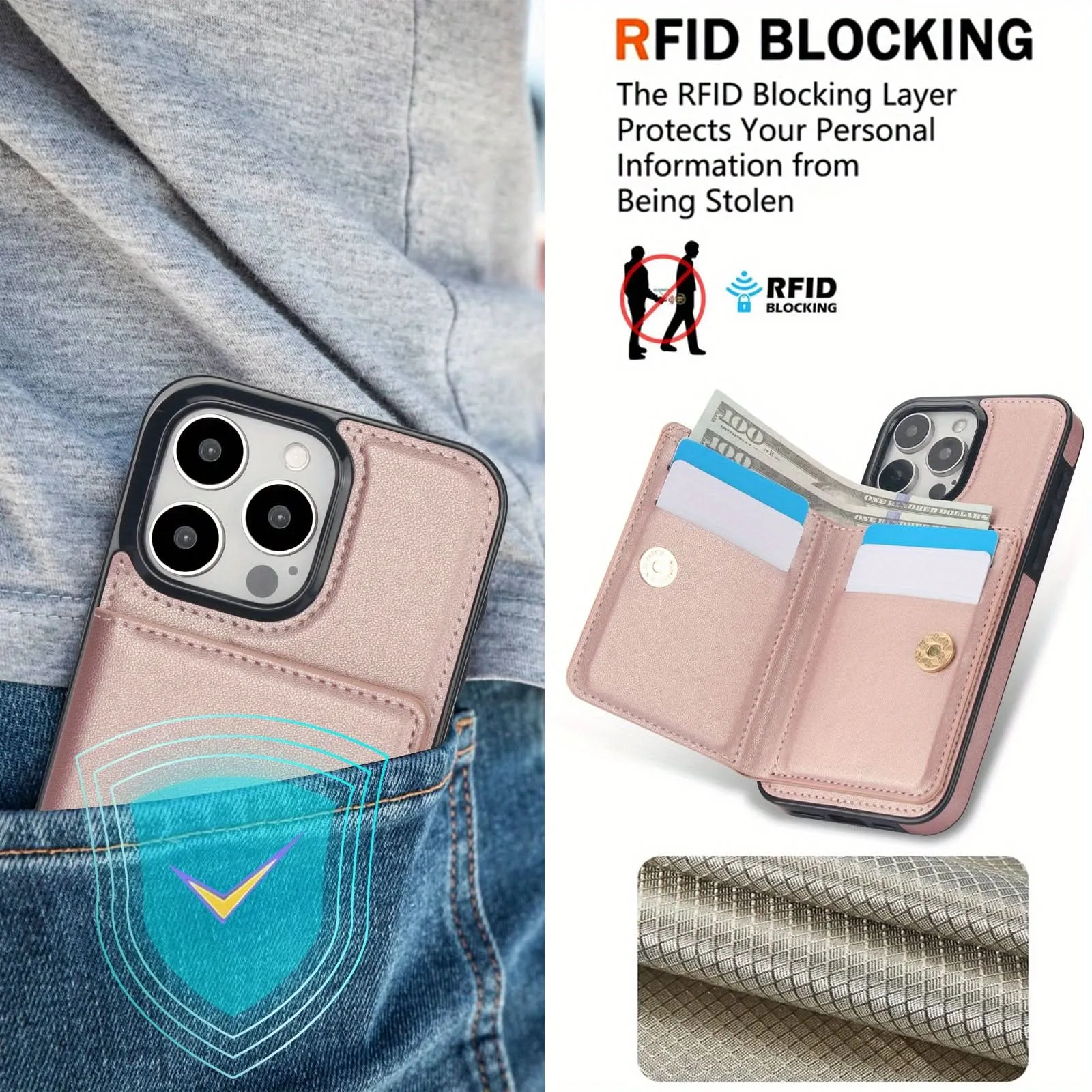 iPhone Wallet Case with Card Holder & Kickstand