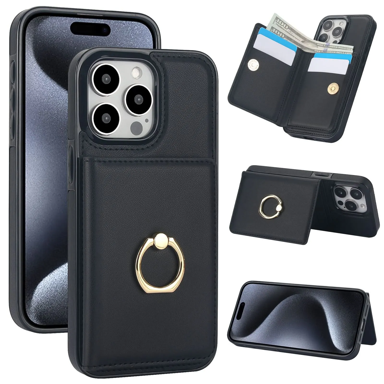 iPhone Wallet Case with Card Holder & Kickstand