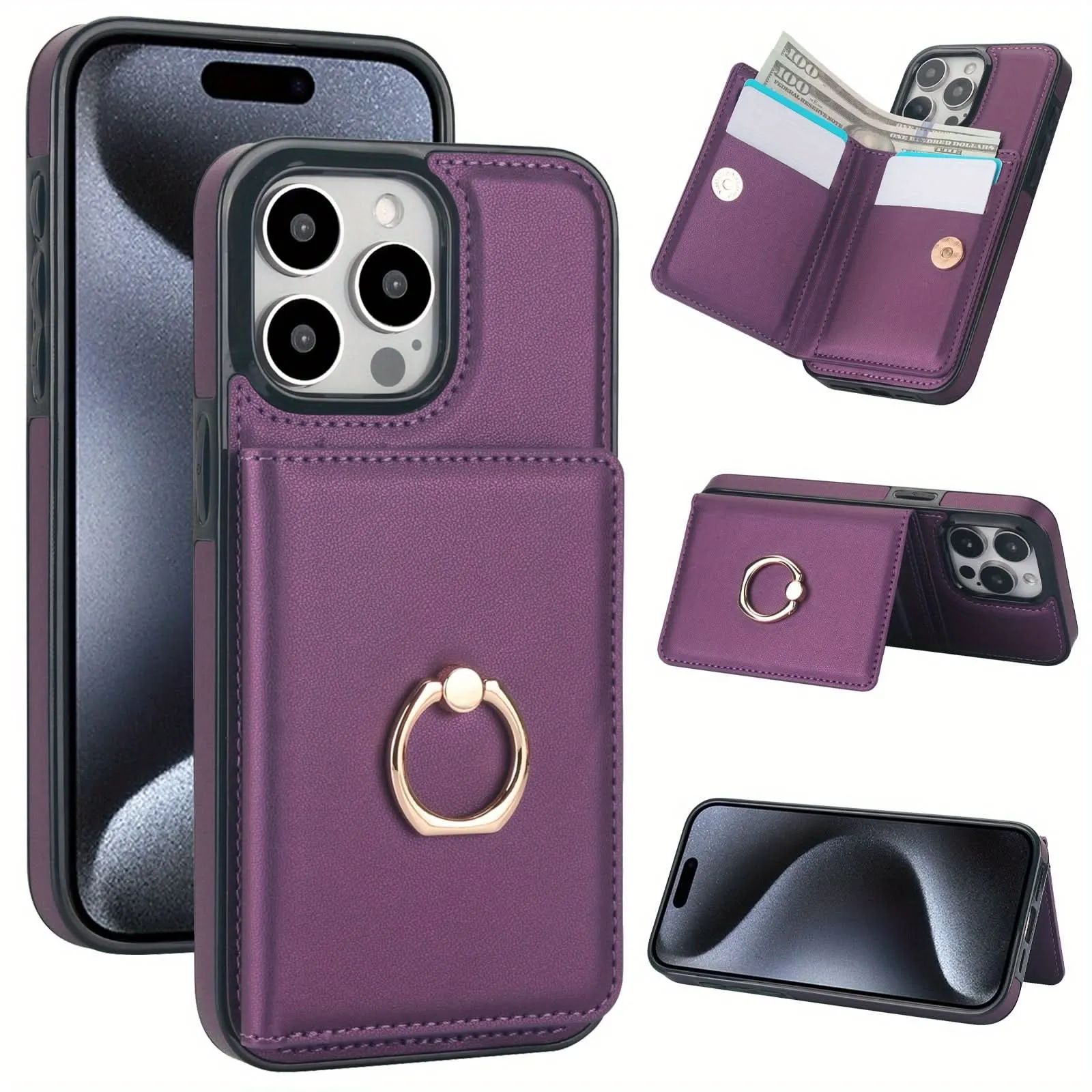 iPhone Wallet Case with Card Holder & Kickstand