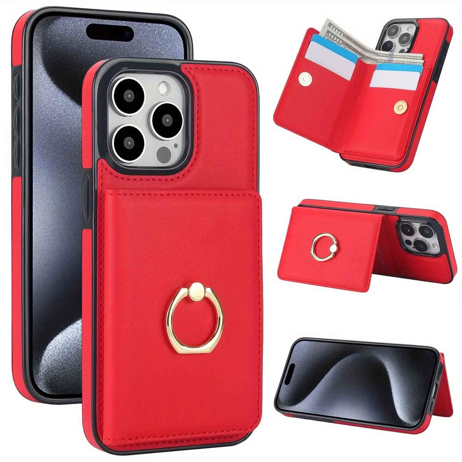 iPhone Wallet Case with Card Holder & Kickstand
