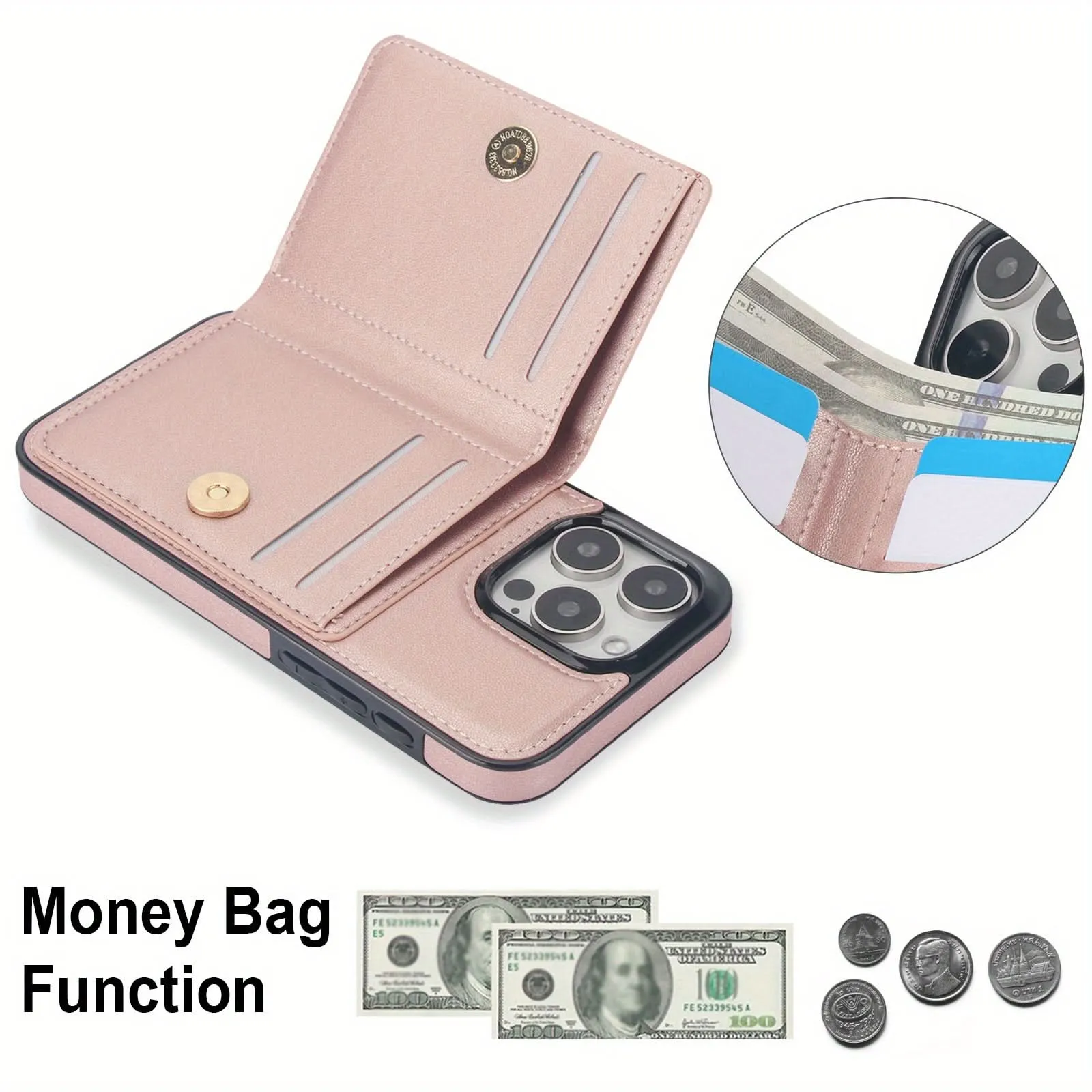 iPhone Wallet Case with Card Holder & Kickstand