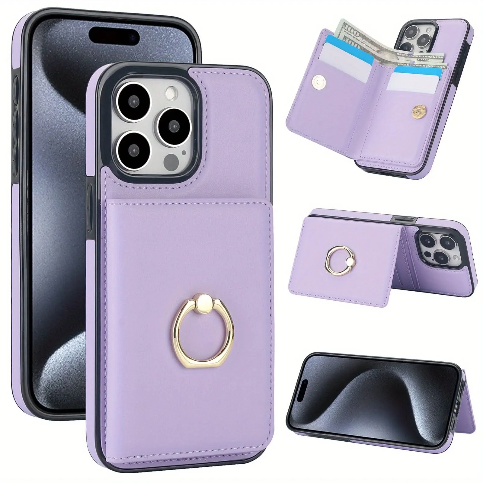 iPhone Wallet Case with Card Holder & Kickstand