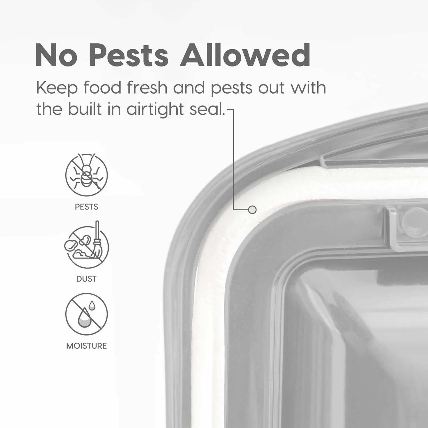 IRIS USA Airtight Dog Food Storage Container, WeatherPro, Up to 50 lbs, Removable Wheels, for Dog Cat Bird and Other Pet Food Storage Bin, Keep Fresh, Translucent Body, Made in USA, Clear/Gray