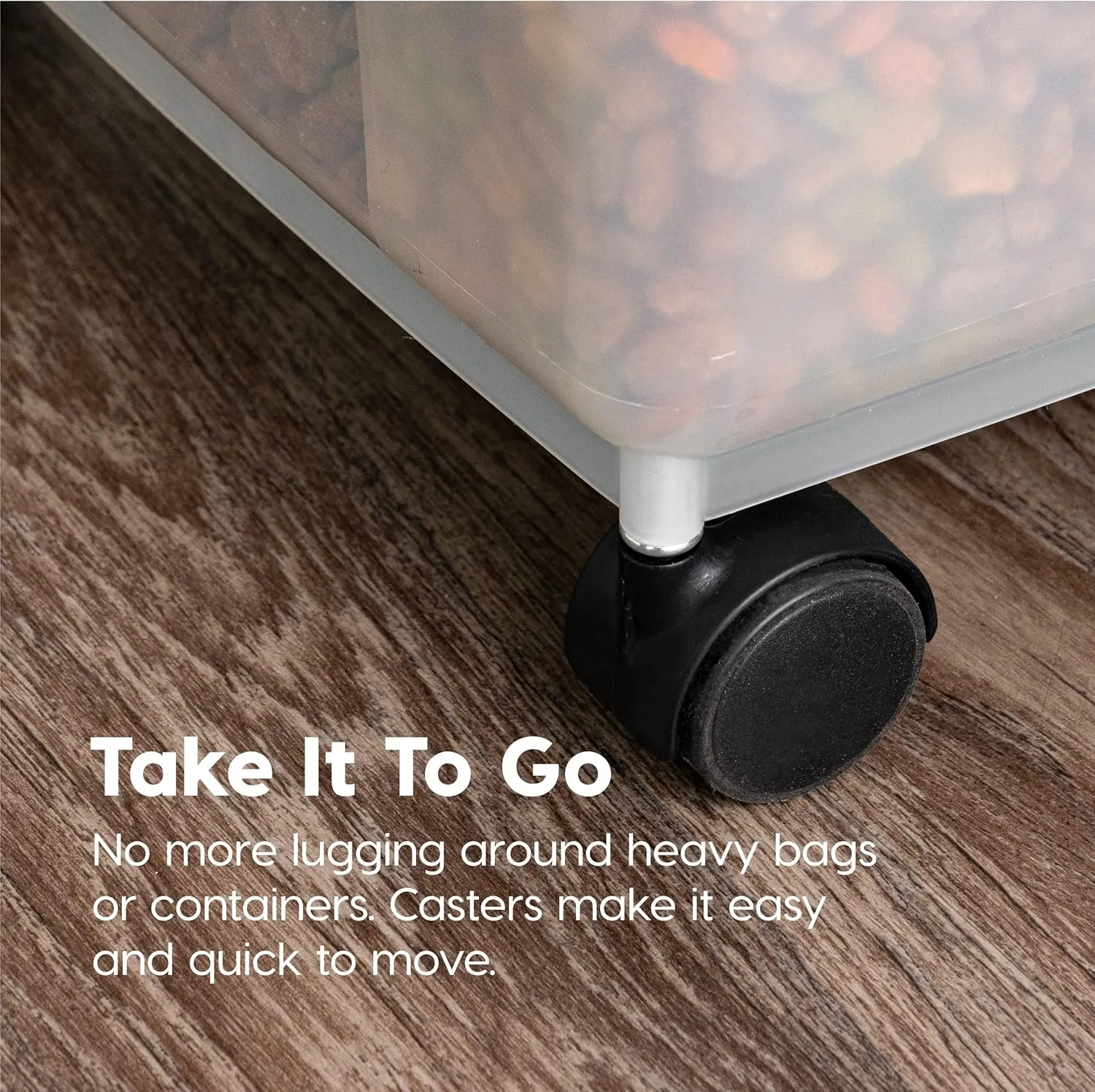 IRIS USA Airtight Dog Food Storage Container, WeatherPro, Up to 50 lbs, Removable Wheels, for Dog Cat Bird and Other Pet Food Storage Bin, Keep Fresh, Translucent Body, Made in USA, Clear/Gray
