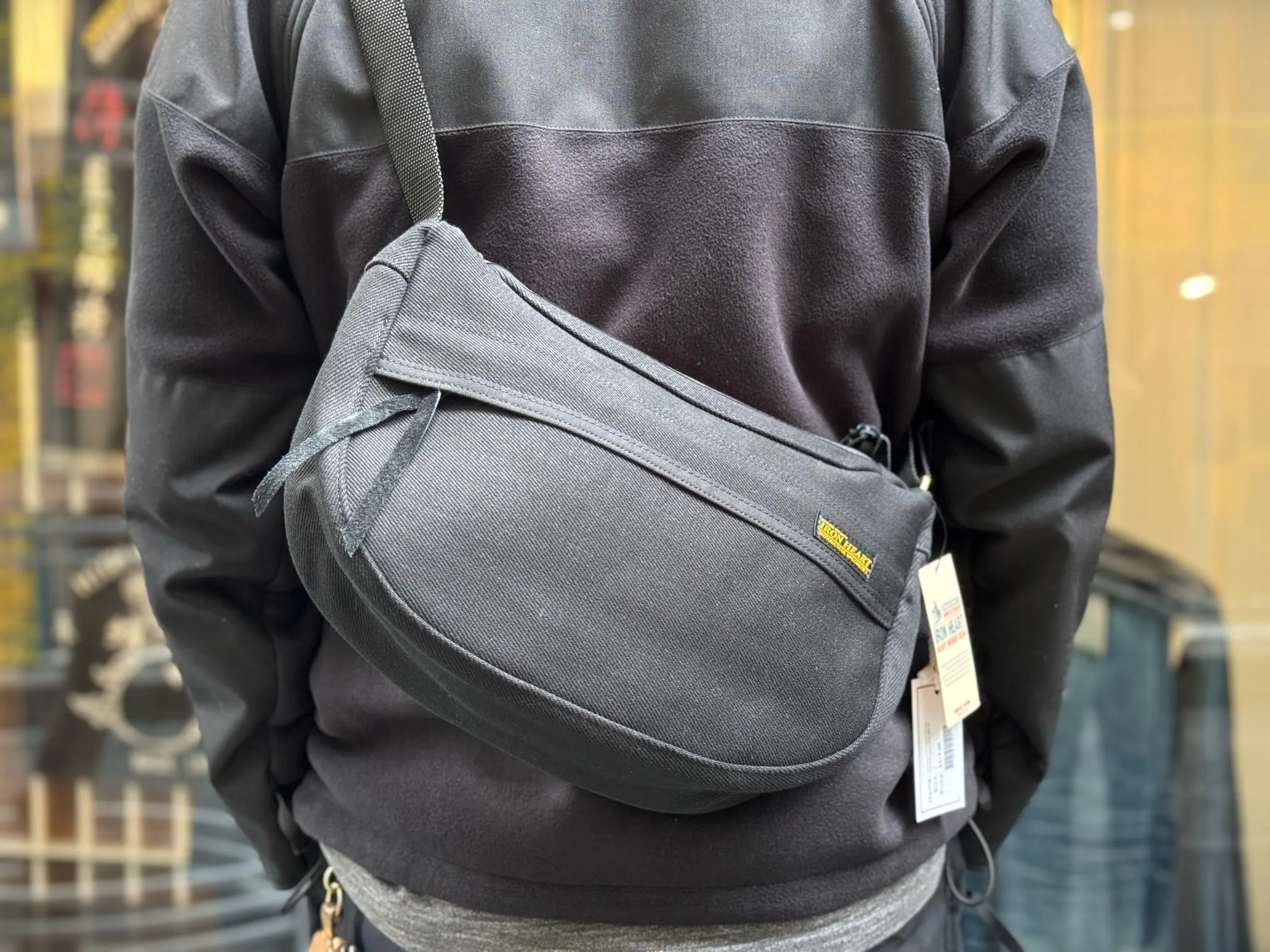 Iron Heart 21oz Signature Black Denim Small Shoulder Bag