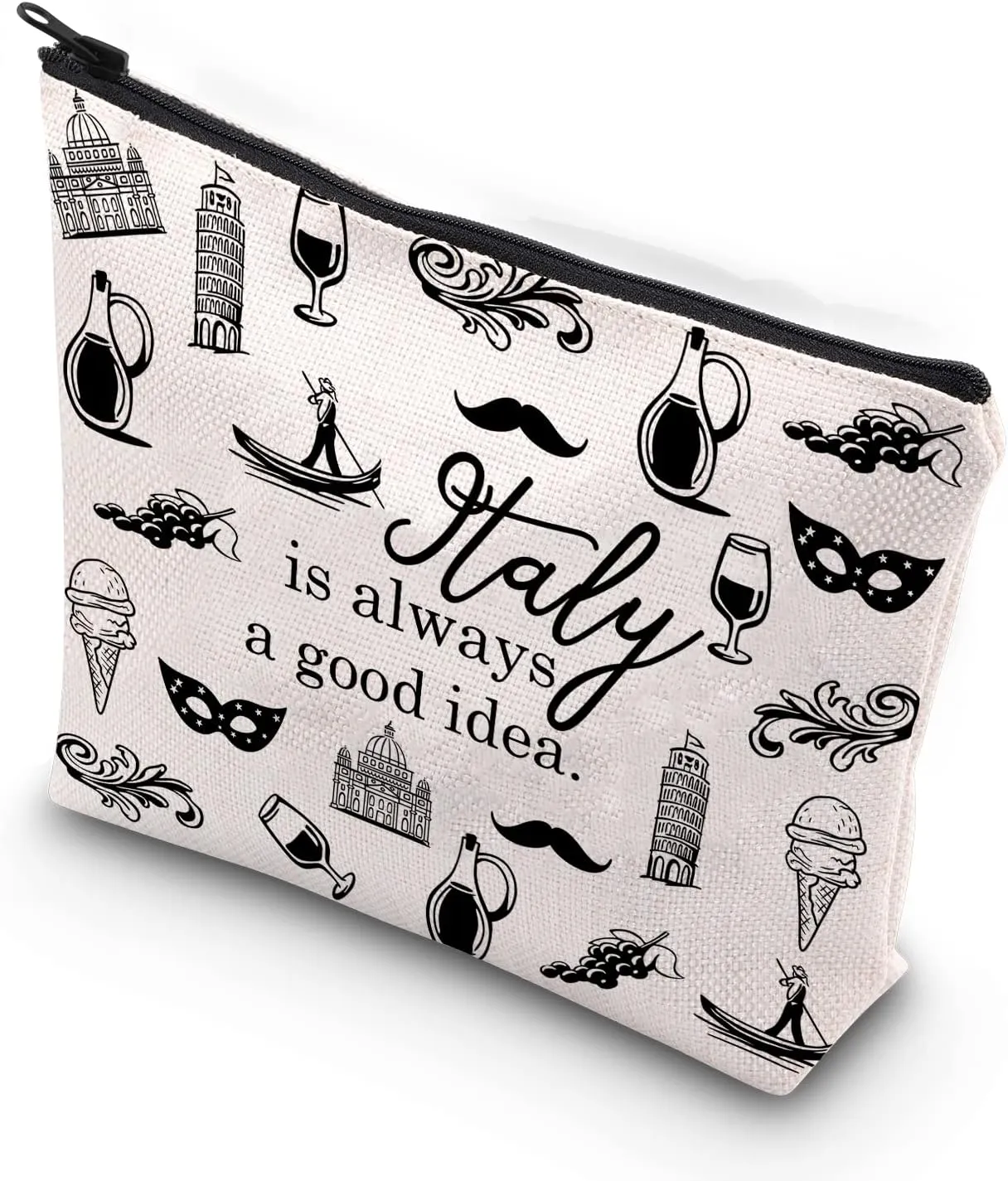 Italy Travel Gift Italy Is Always A Good Idea Bag Gift For Italy Traveller Zipper Pouch Makeup Bag (Italy)