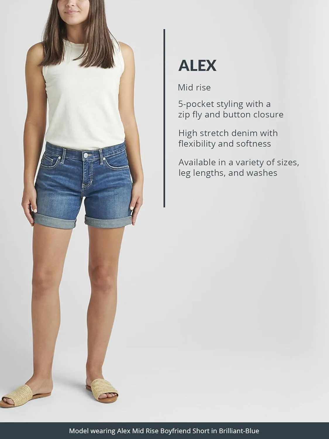 JAG Women's Alex Mid Rise Boyfriend Short-Legacy