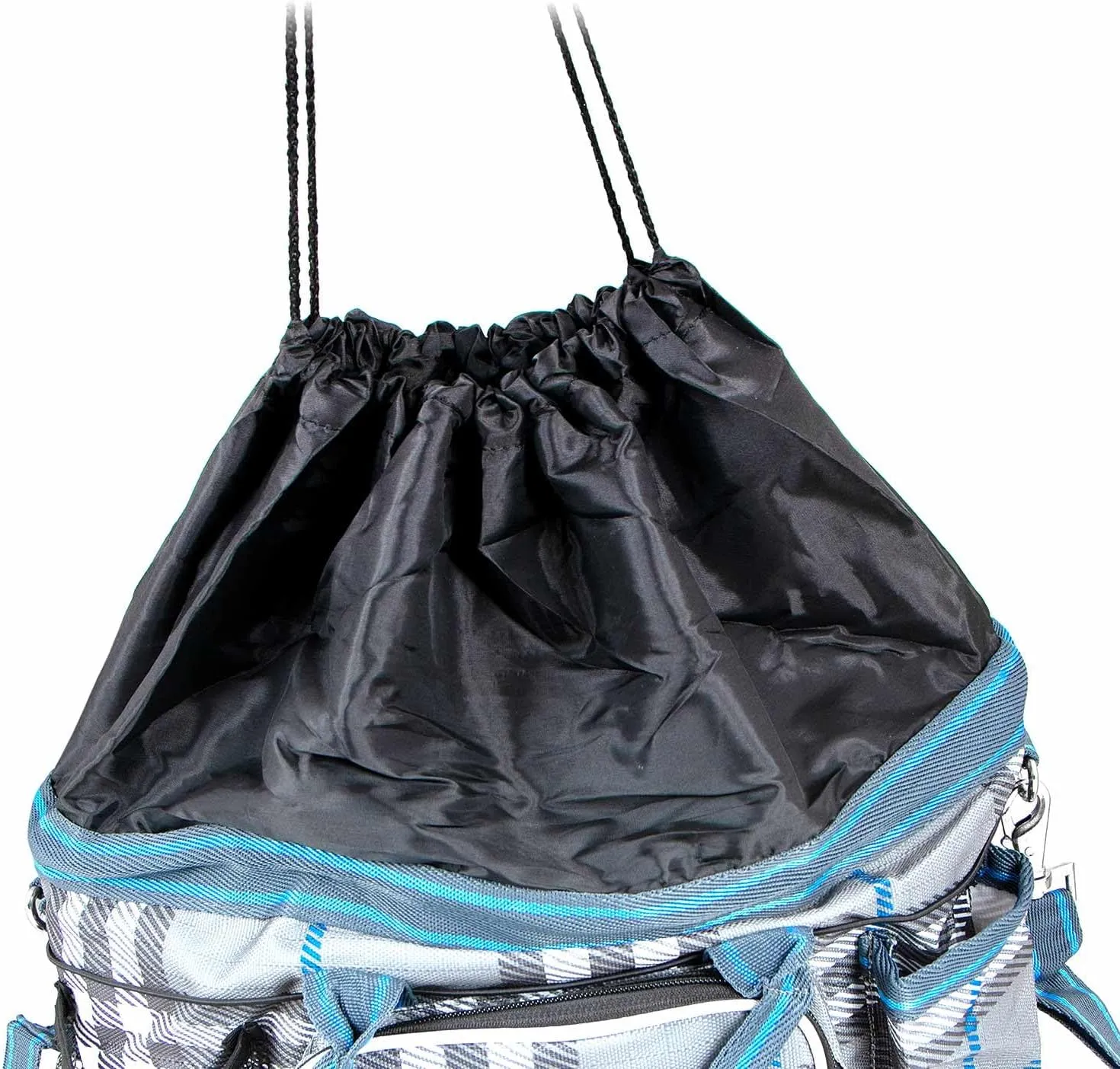 Jeffers Poplar Head Grooming Bag – Horse Grooming Organizer Tote with Pockets for Brushes, Tools, Clippers, Shampoo, Detangler – Stable Barn Kit Carrier for Horses, Pets, Hamilton Blue & Slate Plaid