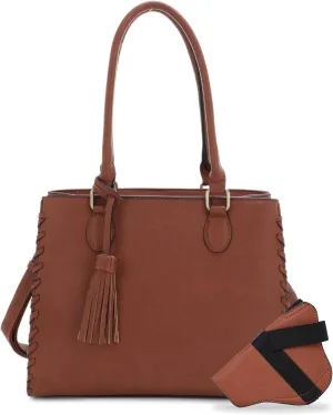 JESSIE & JAMES | Lioness Concealed Carry Satchel Bag with Tassel, Top Handle Purse with Crossbody Shoulder Strap