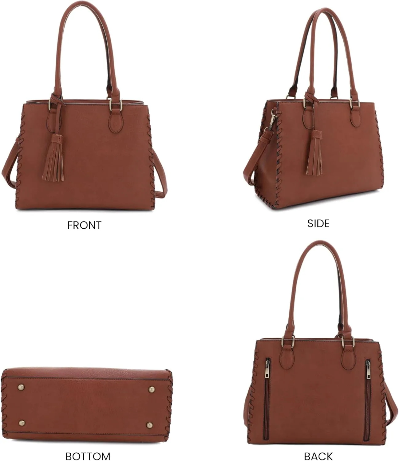 JESSIE & JAMES | Lioness Concealed Carry Satchel Bag with Tassel, Top Handle Purse with Crossbody Shoulder Strap