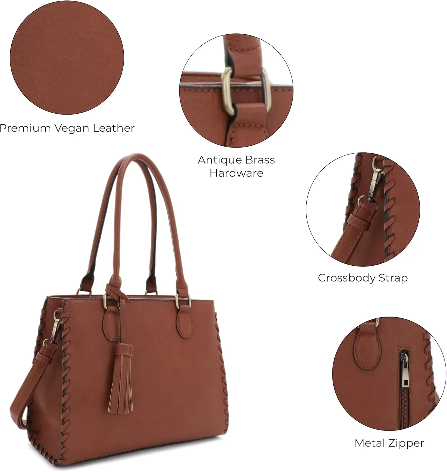 JESSIE & JAMES | Lioness Concealed Carry Satchel Bag with Tassel, Top Handle Purse with Crossbody Shoulder Strap