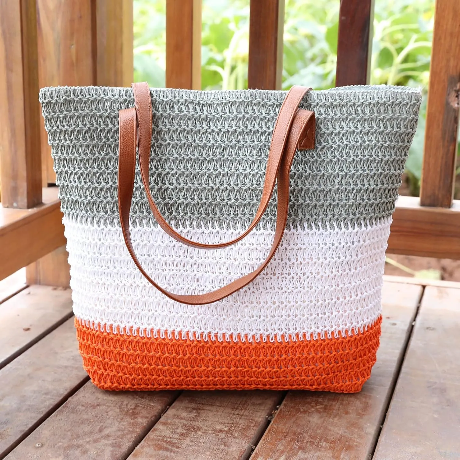 JNF Large Colorful Beach Bags for Women Straw Beach Tote bag Rattan Woven Crochet Beach Bags Boho Beach Towels Bag Set