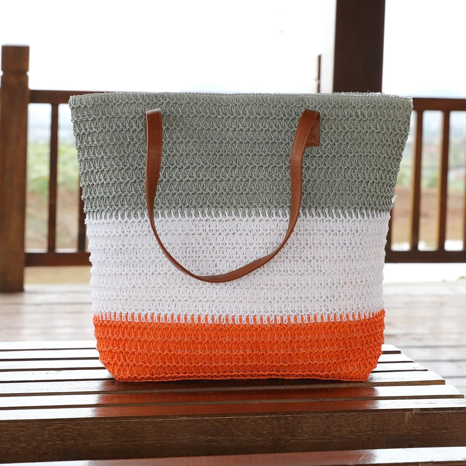 JNF Large Colorful Beach Bags for Women Straw Beach Tote bag Rattan Woven Crochet Beach Bags Boho Beach Towels Bag Set