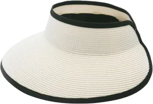 Joywant Womens Sun Visor Hats, Packable Wide Brim Ponytail Beach Hat Straw Visor Summer Beach Vacation Essentials for Womens