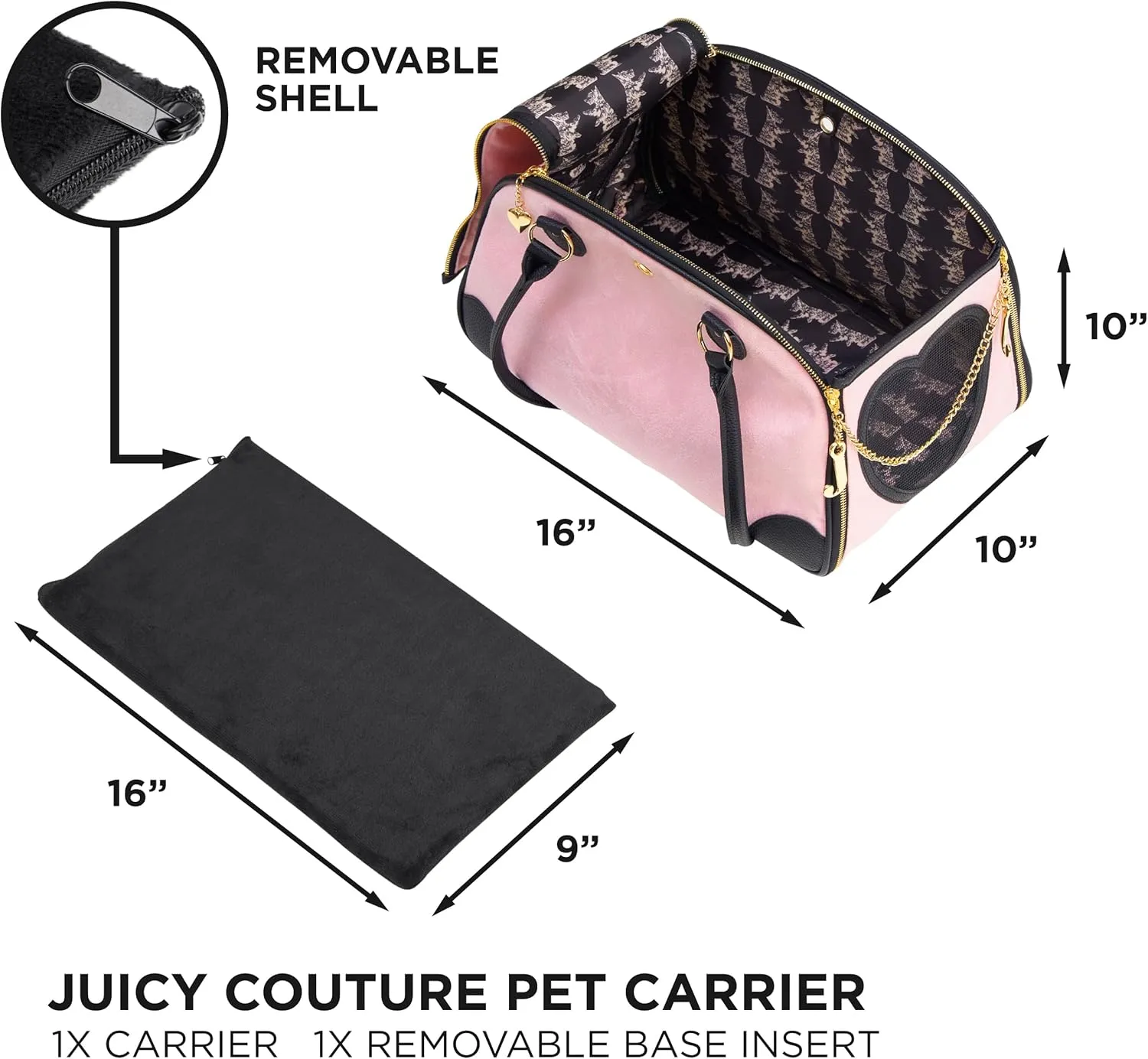 Juicy Couture Give Me Treats Pet Carrier - Stylish Pink Travel Bag for Small Dogs and Cats