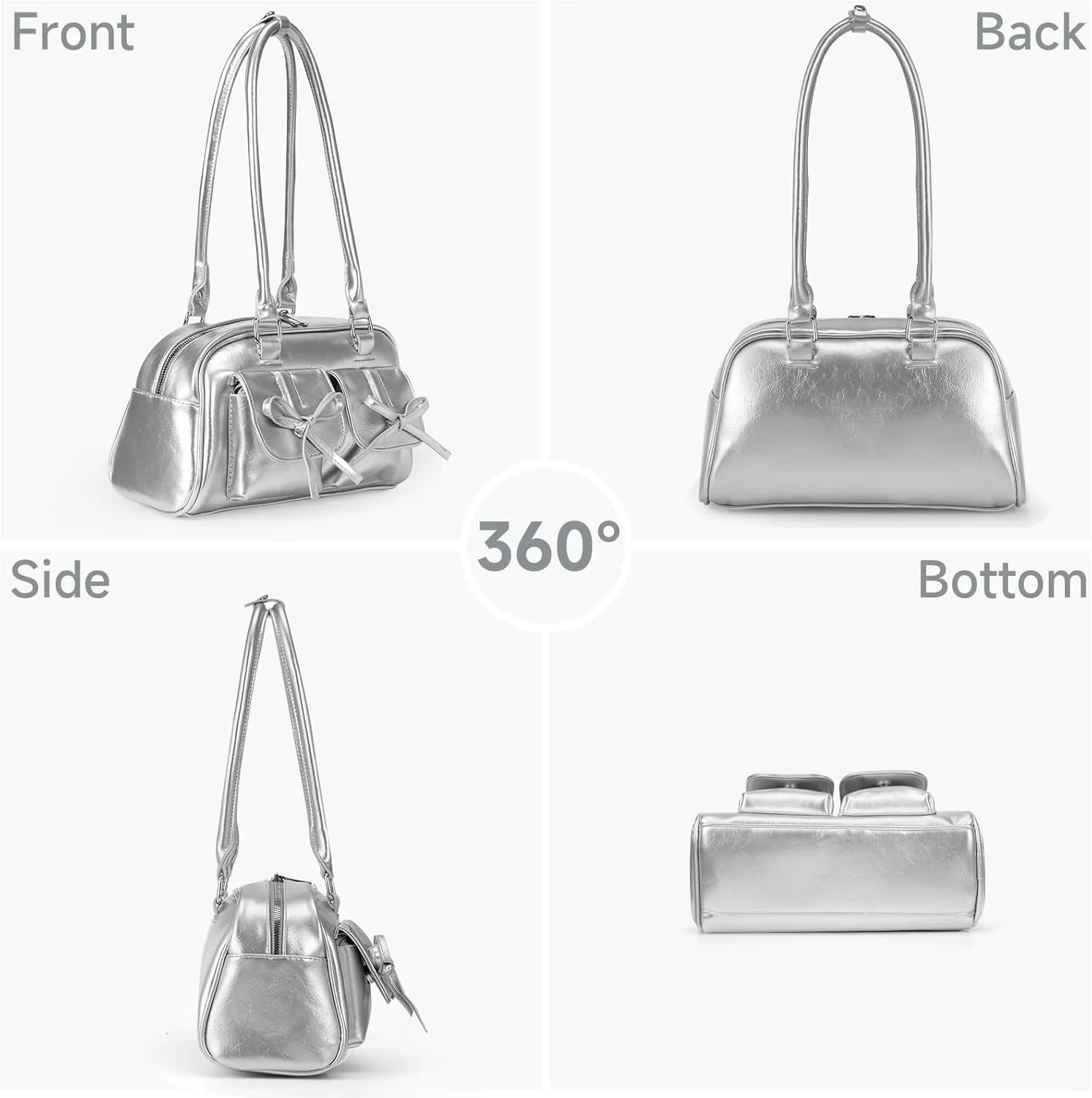 Juoxeepy Ita Bag Cute Bow Purse Aesthetic Japanese Shoulder Bag Faux Leather Tote Bag Y2k Red Handbag Purse