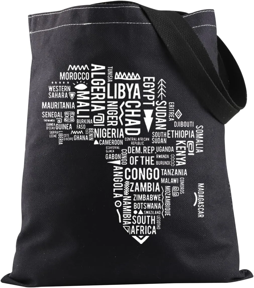 JXGZSO Africa Map Tote Bag Africa Map With Countries Names Inside Handbag Africa Travel Gift Africa Lover Gift African Gift