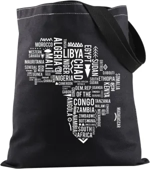 JXGZSO Africa Map Tote Bag Africa Map With Countries Names Inside Handbag Africa Travel Gift Africa Lover Gift African Gift