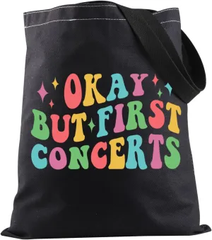 JXGZSO Concert Shoulder Bag Okay But First Concerts Tote Bag Concert Lover Gift Singer Gift Music Teacher Gift