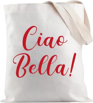 JXGZSO Italian Sayings Handbag Ciao Bella Tote Bag Italian Hello Shoulder Bag Italy Souvenirs Italian Gift Italy Lovers Gift
