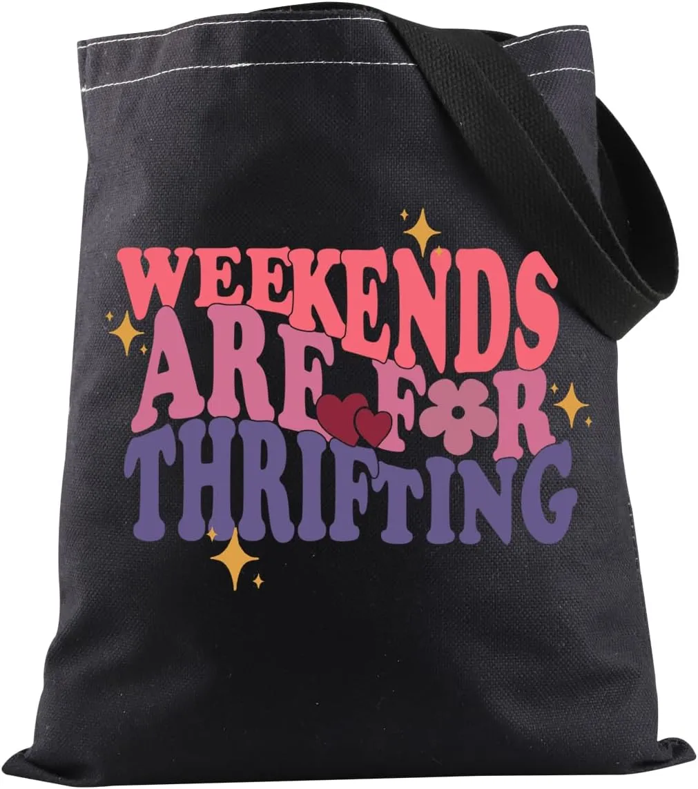 JXGZSO Thrift Store Shopping Tote Bag Weekends Are For Thrifting Tote Bag Thrifting Gift Thrift Shops Gift Thrifter Gift
