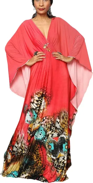 Kaftan Dresses for Women Wave Neck Swimsuit Cover Up Caftan Dress Plus Size Oversized Long Beach Dress