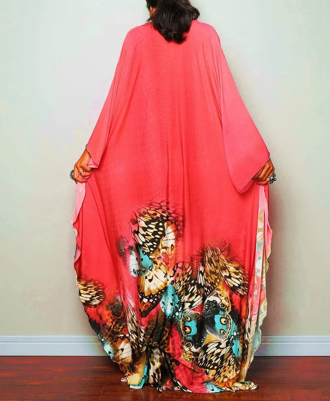 Kaftan Dresses for Women Wave Neck Swimsuit Cover Up Caftan Dress Plus Size Oversized Long Beach Dress
