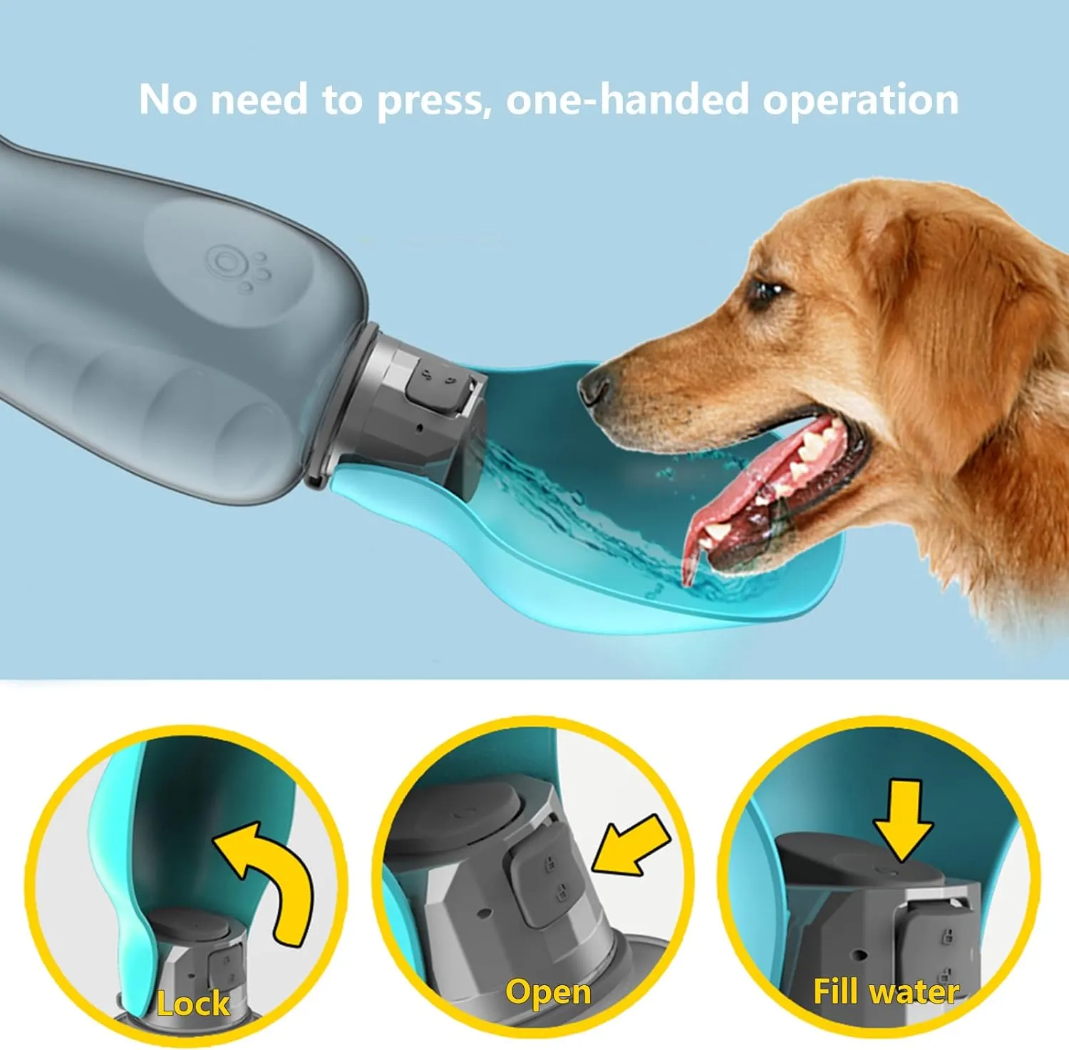 Kalimdor Dog Water Bottle, Leak Proof Portable Puppy Water Dispenser with Drinking Feeder for Pets Outdoor Walking, Hiking, Travel, Food Grade Plastic (27oz Pink)