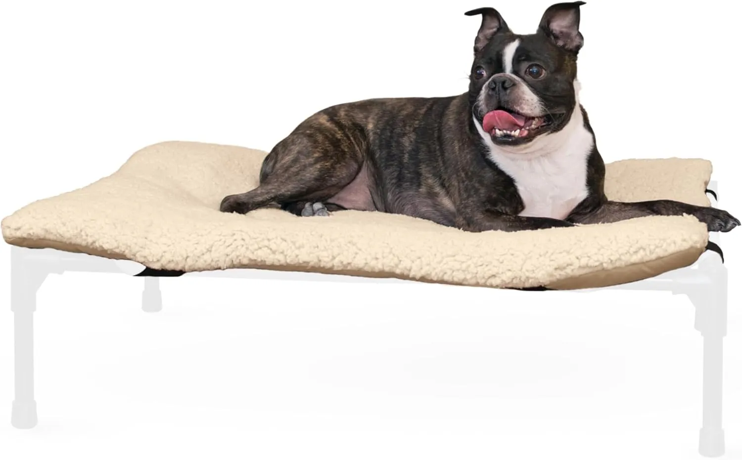 K&H Pet Products Dog Cot Pad (Cot Sold Separately), Pillow-Top Comfort Bed for K&H Medium Elevated Dog Beds, Soft & Fluffy, Secure Fit Straps, Machine Washable, Portable - Medium 32 X 25in Tan Fleece