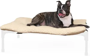 K&H Pet Products Dog Cot Pad (Cot Sold Separately), Pillow-Top Comfort Bed for K&H Medium Elevated Dog Beds, Soft & Fluffy, Secure Fit Straps, Machine Washable, Portable - Medium 32 X 25in Tan Fleece