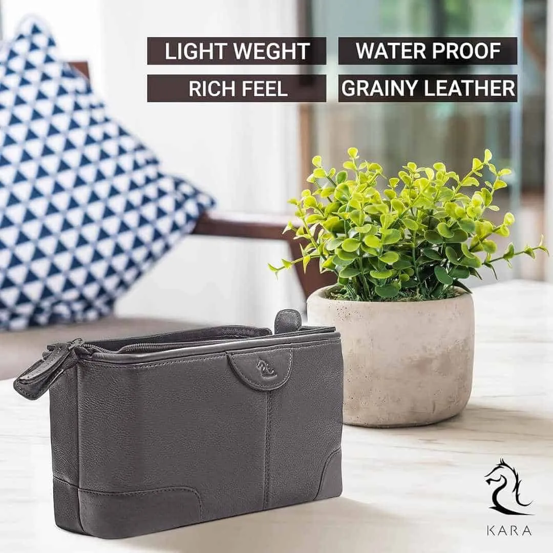 Kara Multipurpose Portable Toiletry Kit |Genuine Leather| Brown