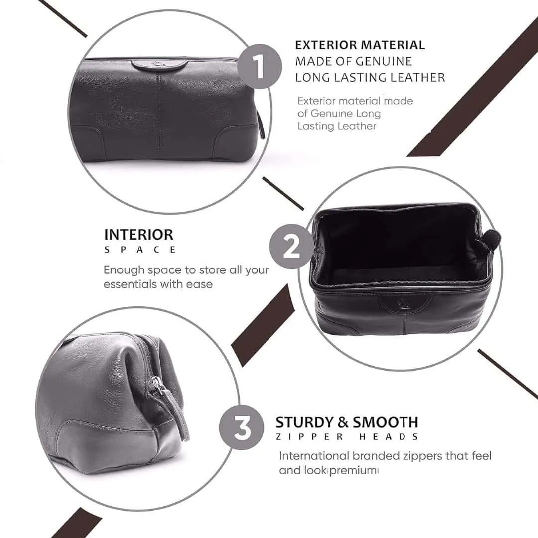 Kara Multipurpose Portable Toiletry Kit |Genuine Leather| Brown