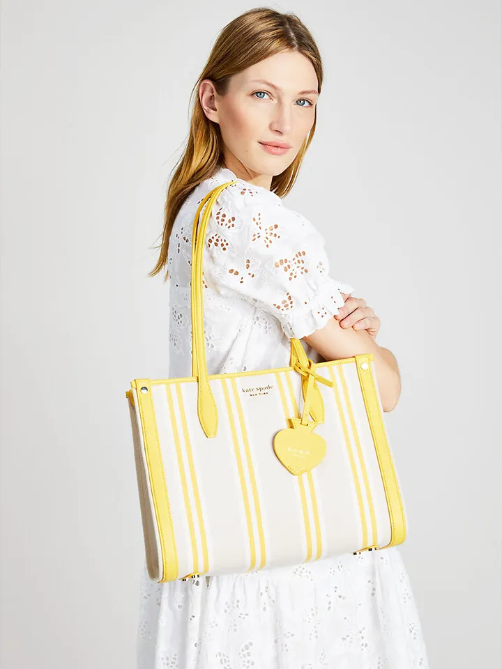 Kate Spade Market Stripe Canvas Medium Tote Morning Light Multi