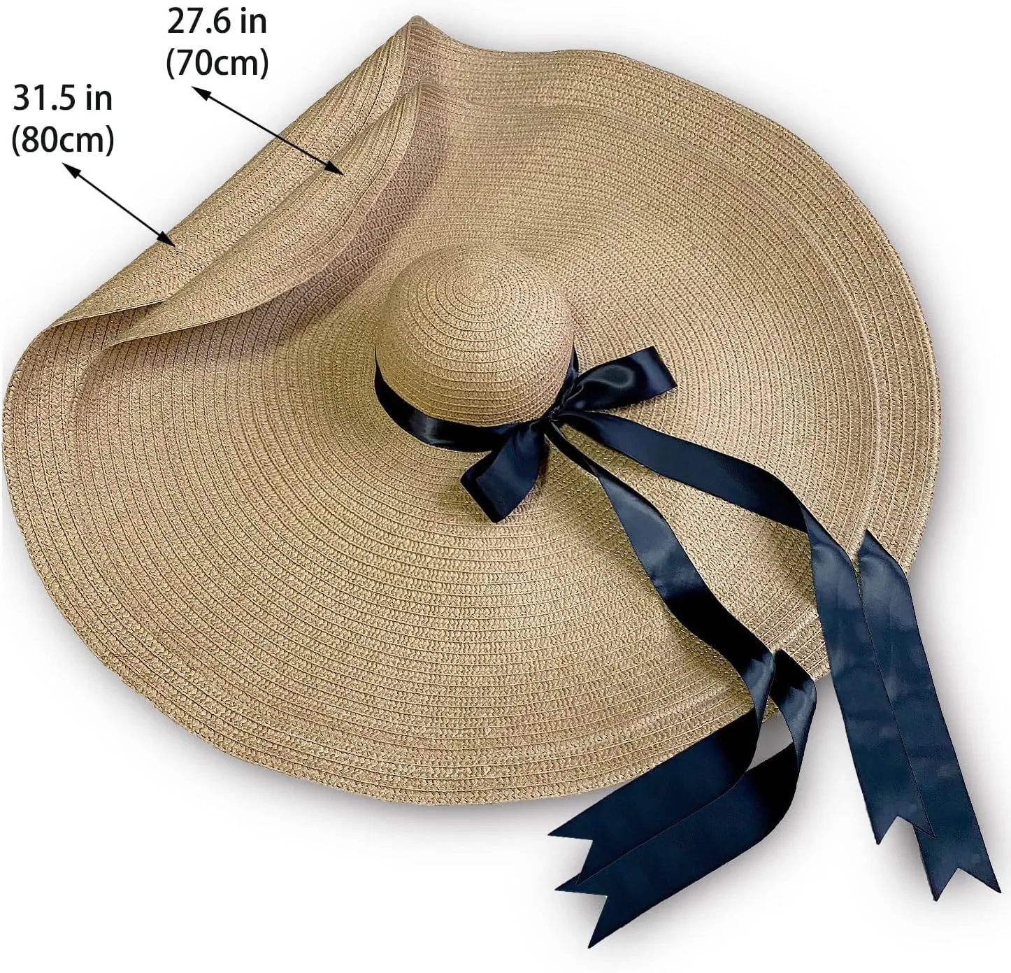 KEYDUACU Oversized Women's Beach hat, 31.5 inch (80cm) Wide Brim Foldable Beach Sunscreen Travel Summer hat
