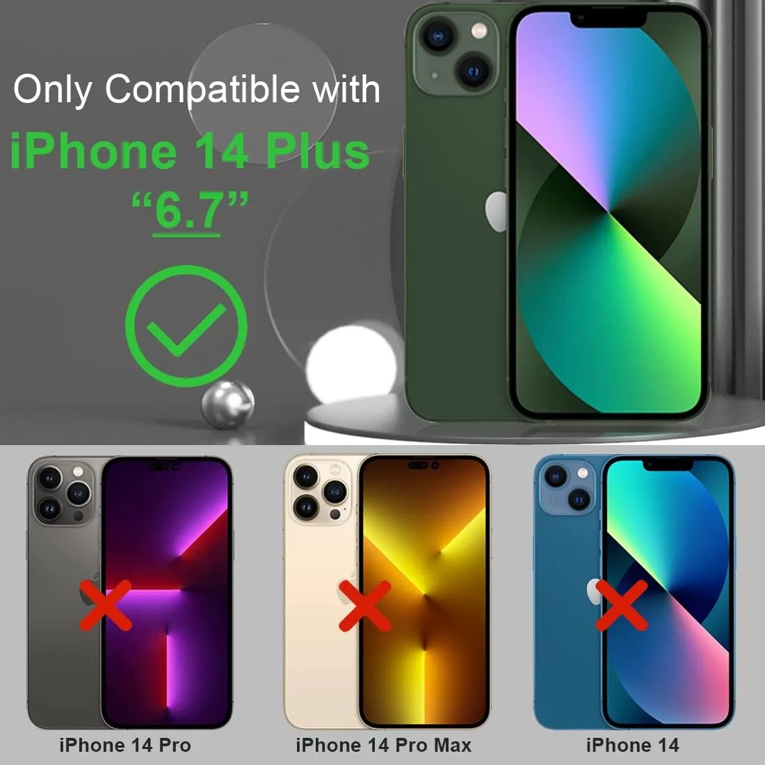 KEZiHOME Wallet Case Compatible with iPhone 14 Plus, Genuine Leather Case with Card Holder, [RFID Blocking] Kickstand, Protective Case Designed for Apple iPhone 14 Plus 5G 6.7'' 2022 (Purple/Brown)