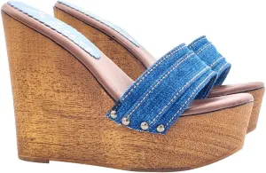 Kiara Shoes - Wedge Denim Woman Shoes with Comfortable Heel 13 - Made in Italy - KZ3101 Denim