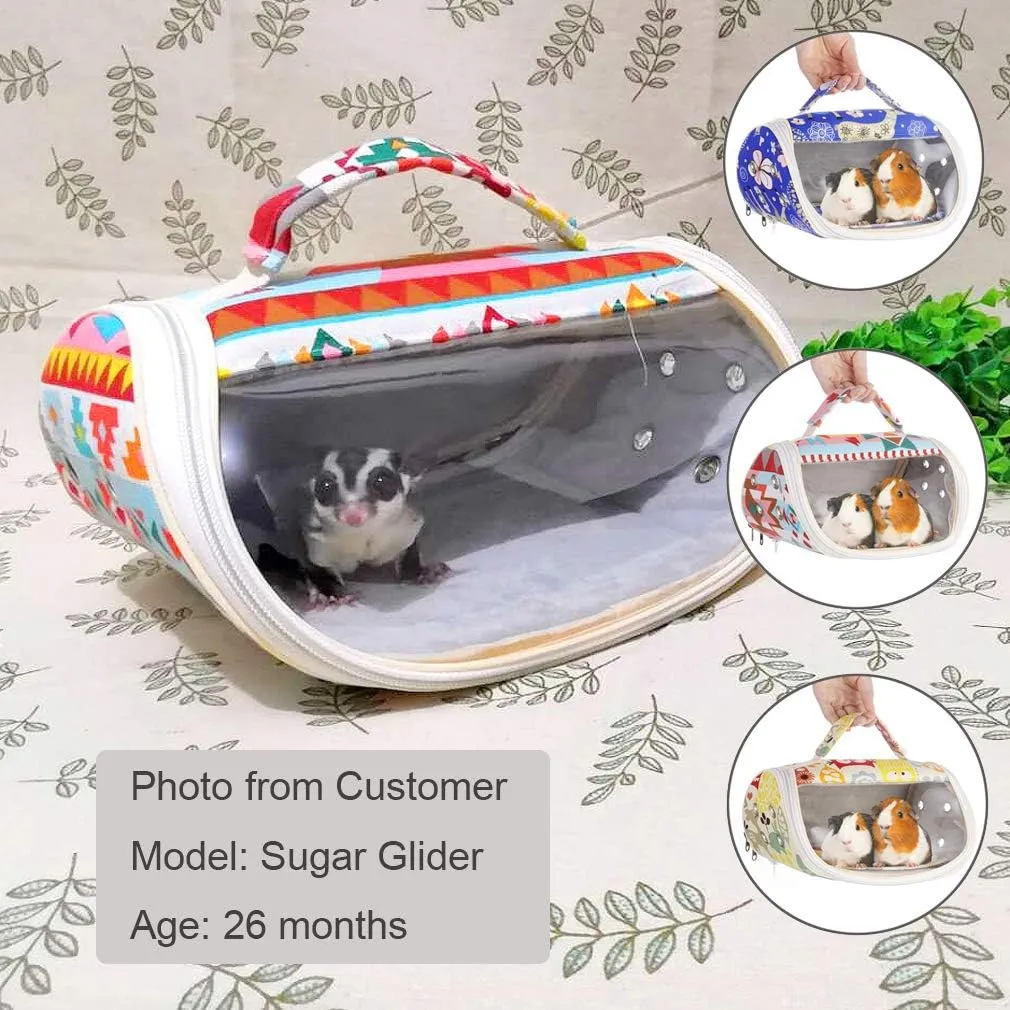 KINTOR Hamster Carrier Bag Small Animal Portable Breathable Outgoing Bag for Guinea Pig Hedgehog Squirrel Chinchilla mice Rats Sugar Glider Ferret Small Parrots (Blue Deer, M)